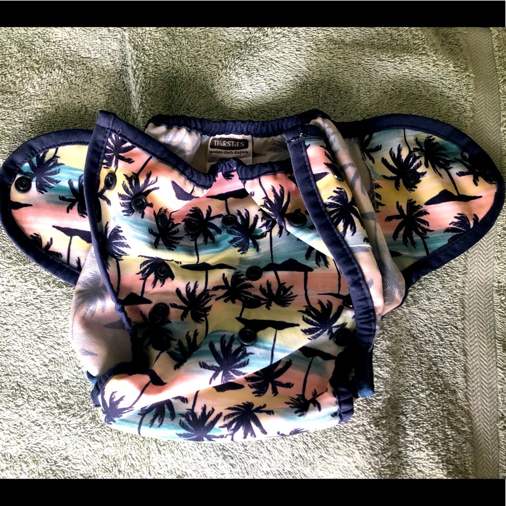 Thirsties Duo Wrap size two diaper cover palm tree sunset